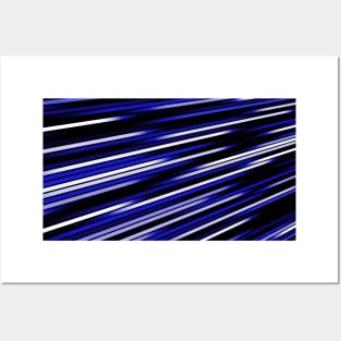 Blue stripes moving from left to right in a diagonal line Posters and Art